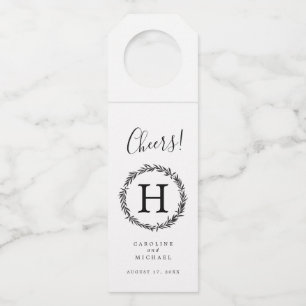 Étiquettes Pour Bouteilles Monogramme de mariage élégant de germes botaniques