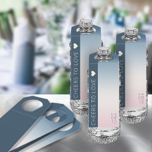 Étiquettes Pour Bouteilles Mood Gradient Mariage Cheers Prussian Sky ID741
