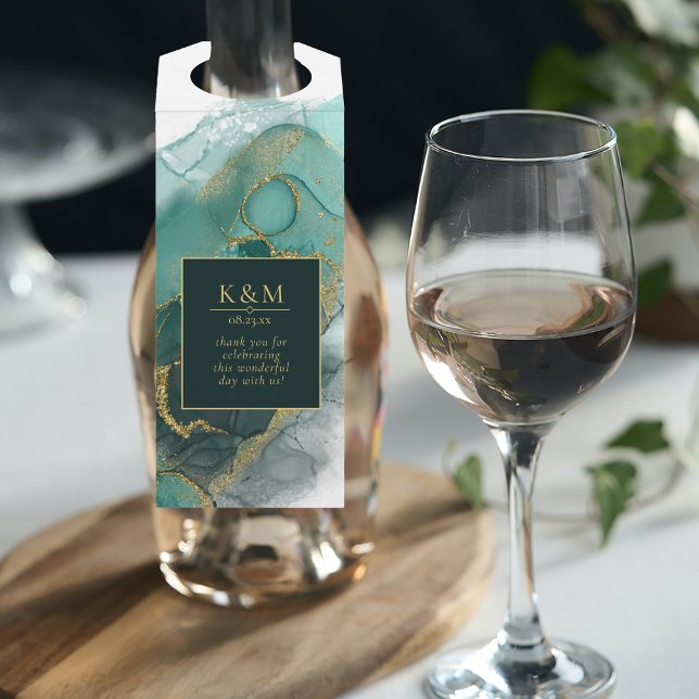 Étiquettes Pour Bouteilles Moody Ink Emerald Gold ID Abstrait988 (Créateur téléchargé)