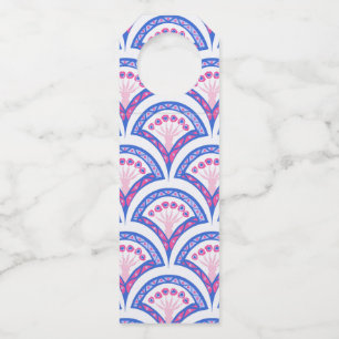 Étiquettes Pour Bouteilles motif damassé floral bleu