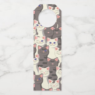 Étiquettes Pour Bouteilles Motif de chats blancs et gris