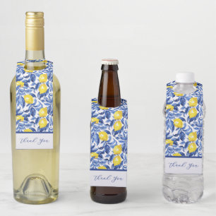 Étiquettes Pour Bouteilles Motif de citron à l'aquarelle bleue