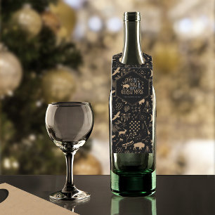 Étiquettes Pour Bouteilles Motif de Noël sauvage merveilleux / ID Kraft noir