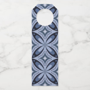 Étiquettes Pour Bouteilles Motif géométrique bleu de style rétro
