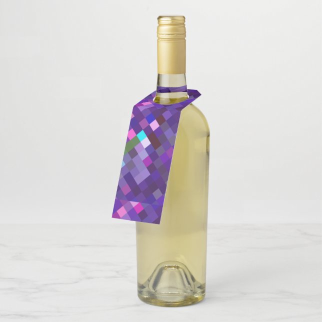 Étiquettes Pour Bouteilles Motif Pixelé - Violet (Incliné)