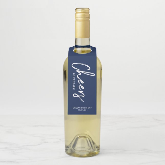 Étiquettes Pour Bouteilles Navy moderne & lettrage pinceau blanc pour une fêt (Sur bouteille)