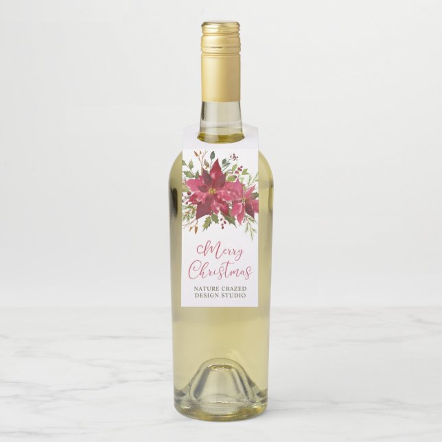 Étiquettes Pour Bouteilles Noël de la société Poinsettia (Sur bouteille)