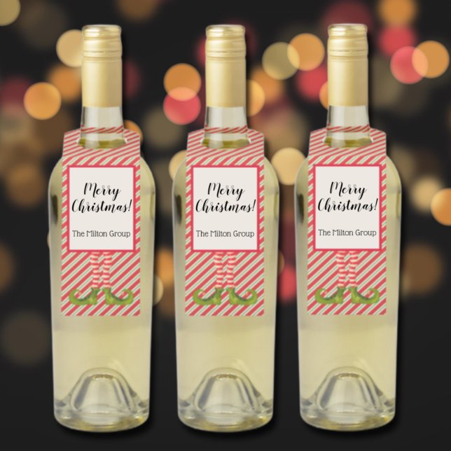 Étiquettes Pour Bouteilles Noël Elf Leg Holiday (Christmas Elf Leg Holiday Bottle Hanger Tags)