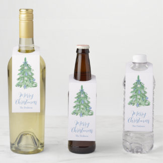 Étiquettes Pour Bouteilles Noël en Chinoiserie Bleue