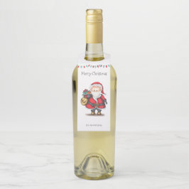 Étiquettes Pour Bouteilles Noël personnel mignon Père Noël
