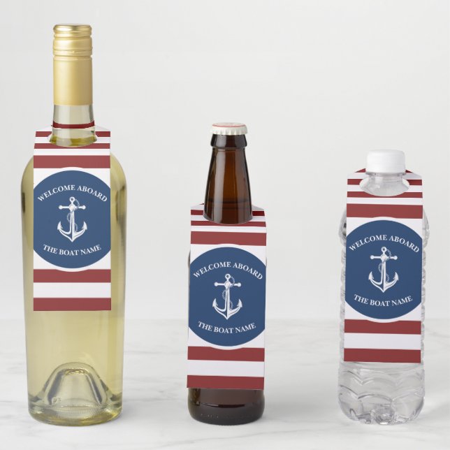 Étiquettes Pour Bouteilles Nom de votre bateau Ancre (En situation)