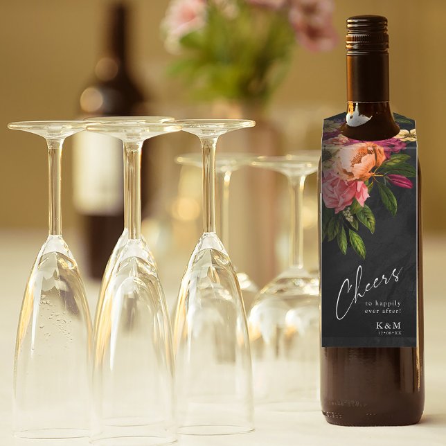 Étiquettes Pour Bouteilles Nuits Sultry Floral Mariage Cheers ID829 (Wine Bottle In Situ)
