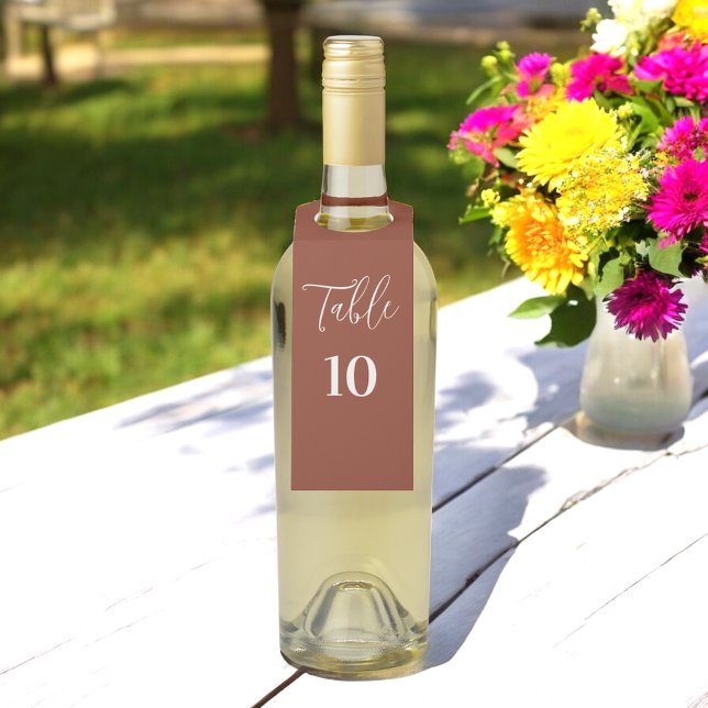 Étiquettes Pour Bouteilles Numéro de table de mariage Brun Terracotta  (Créateur téléchargé)