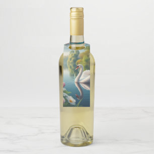 Étiquettes Pour Bouteilles OEuvre d'art printanière du lac des cygnes floraux