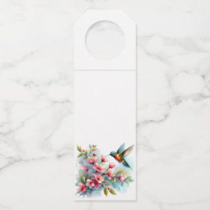 Étiquettes Pour Bouteilles OEuvre florale/printanière de colibri