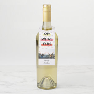 Étiquettes Pour Bouteilles Oh What Fun Color Block Christmas Photo Bottle Bal