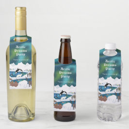 Étiquettes Pour Bouteilles Ours polaire arctique Renne Morse Orque Narval