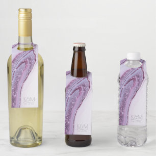 Étiquettes Pour Bouteilles Parties scintillant Abstraite Strata Mariage Lilac