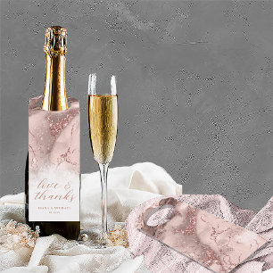 Étiquettes Pour Bouteilles Parties scintillant en marbre Mariage Merci Rose G