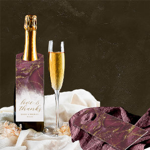 Étiquettes Pour Bouteilles Parties scintillant en marbre Merci Mariage Burgun