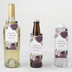 Étiquettes Pour Bouteilles Passions Maussades Rose à vin violet dramatique