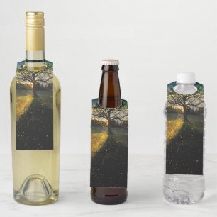 Étiquettes Pour Bouteilles Paysage de rêve aux lucioles magiques