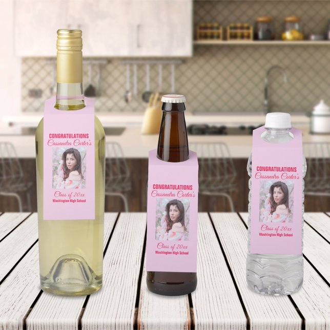 Étiquettes Pour Bouteilles Photo de diplômé élégant (Créateur téléchargé)