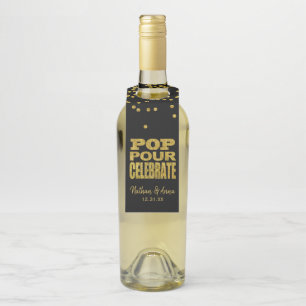 Étiquettes Pour Bouteilles Pop Pour Célébrer   Parties scintillant d'or Faux