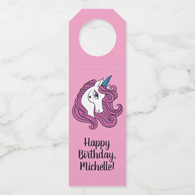 Étiquettes Pour Bouteilles Porte-clés bouteille licorne mignonne avec nom per (Devant)