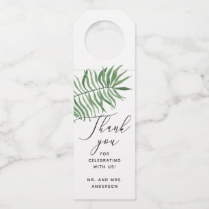 Étiquettes Pour Bouteilles Remerciement de mariage tropical verdure aquarelle