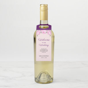 Étiquettes Pour Bouteilles Remerciements de mariage aquarelle aux pivoines ro