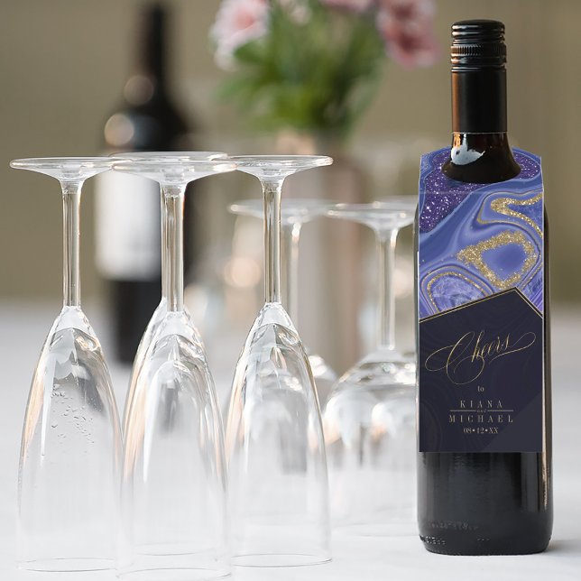 Étiquettes Pour Bouteilles Résumé Noces d'agate Félicitations Minuit ID827 (Wine Bottle In Situ)