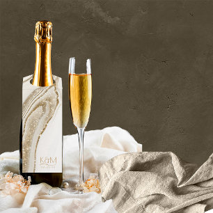 Étiquettes Pour Bouteilles Résumé Strates de paillettes de mariage ivoire ID9