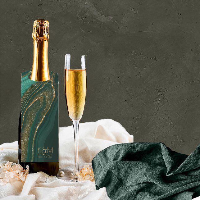 Étiquettes Pour Bouteilles Résumé Strates de paillettes de mariage vert2 ID90 (Wine Bottle In Situ)