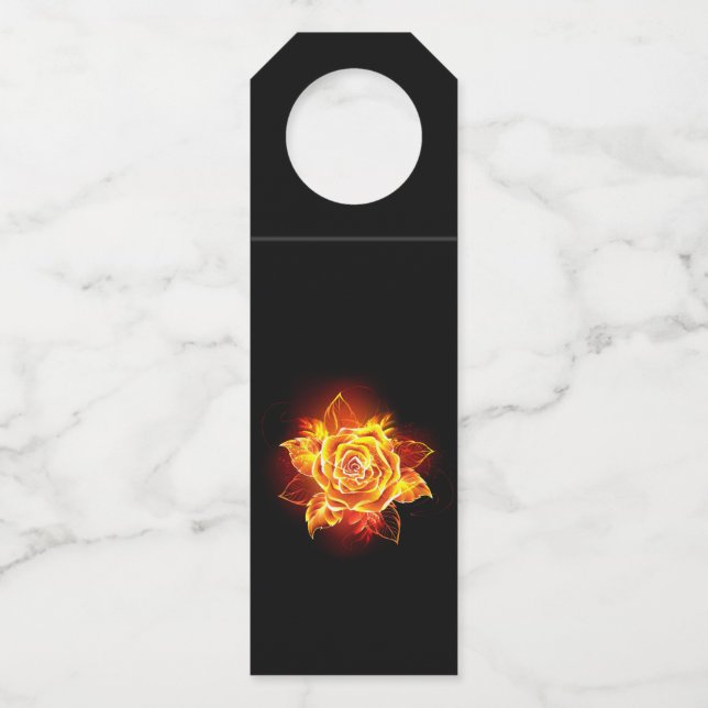 Étiquettes Pour Bouteilles Rose de feu en fleurs (Devant)