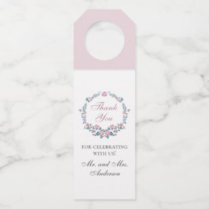 Étiquettes Pour Bouteilles Roses Lilac. Mariage fleuri du jardin merci