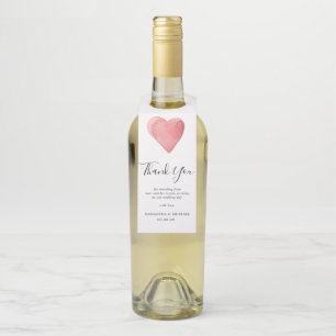Étiquettes Pour Bouteilles Rouge Aquarelle Coeur Mariage Favoriser Merci