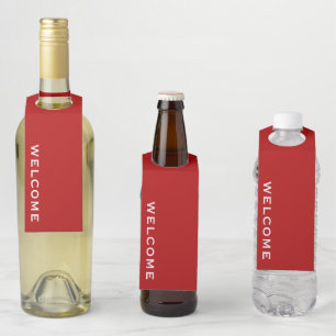 Étiquettes Pour Bouteilles Rouge de bienvenue minimal