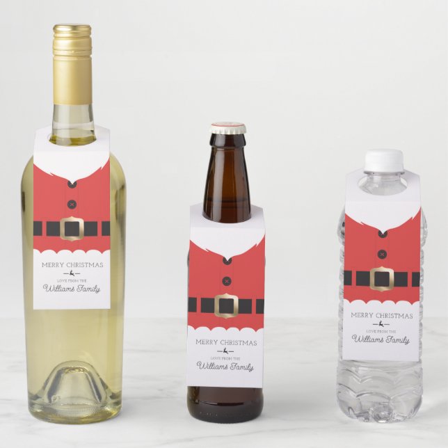 Étiquettes Pour Bouteilles Rouge Père Noël Noël (En situation)