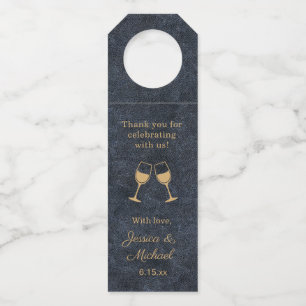 Étiquettes Pour Bouteilles Rustique Glam Marine Mariage bleu or