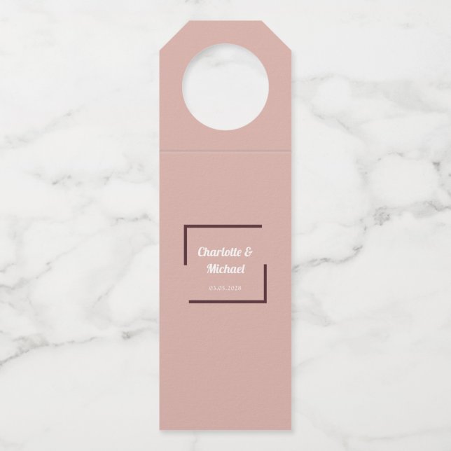 Étiquettes Pour Bouteilles Schlicht élégant Dusty-Rose/Weiß (Devant)