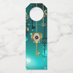 Étiquettes Pour Bouteilles Skeleton Keys on Green Background