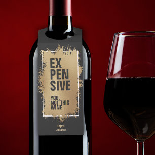 Étiquettes Pour Bouteilles Texte COÛTEUX feuille d'or sur fond noir