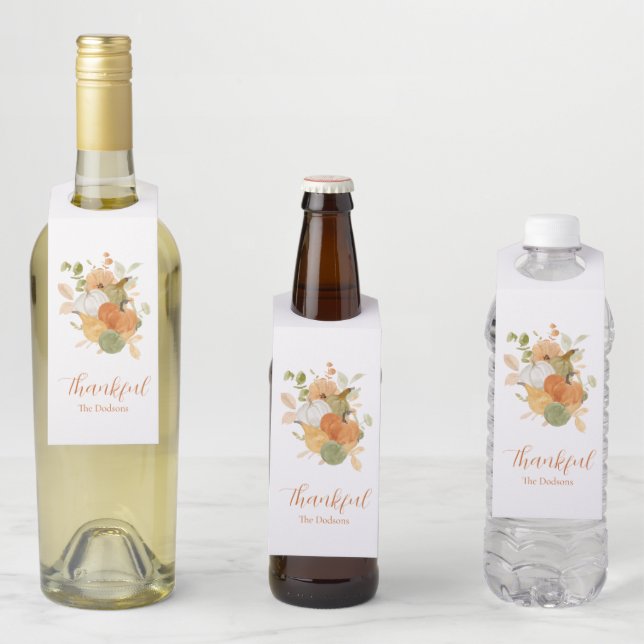 Étiquettes Pour Bouteilles Thanksgiving (En situation)