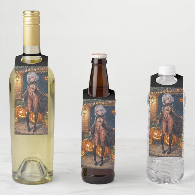 Étiquettes Pour Bouteilles Trick ou le traitement, Brave Halloween Costume Gi (En situation)
