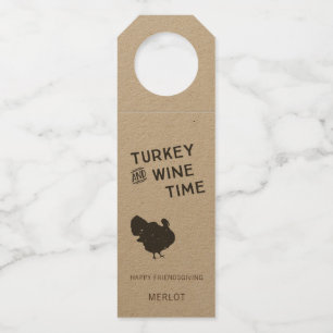 Étiquettes Pour Bouteilles Turkey & Wine Time Action de grâce Friendsgivi