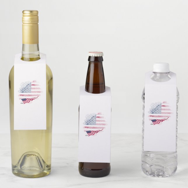 Étiquettes Pour Bouteilles USA flag (En situation)