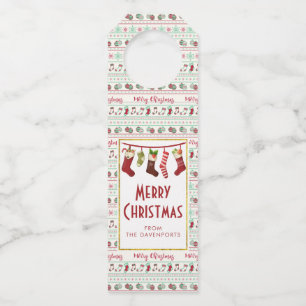 Étiquettes Pour Bouteilles Vacances Motif de Noël moche