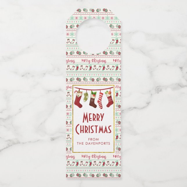 Étiquettes Pour Bouteilles Vacances Motif de Noël moche (Devant)