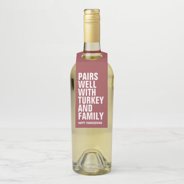 Étiquettes Pour Bouteilles Vin de Thanksgiving audacieux (Sur bouteille)